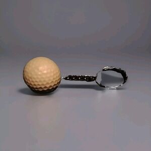 Vintage White Golf Ball Keychain Silver Chain Unbranded Keyring Golfer Mini Ball